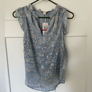 Michael Kors Blue and Gold Blouse